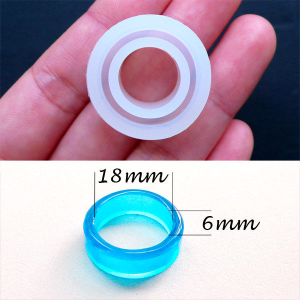 UV Resin Ring Mold with Flat Surface | Epoxy Resin Jewellery Mold | Clear  Soft Mold | Flexible Silicone Mould | Make Your Own Rings (Size 18mm)